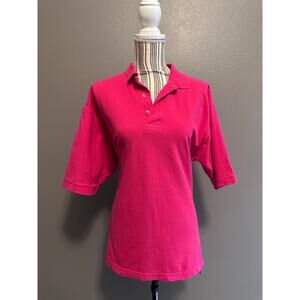 Vintage M.J. Soffe Pink Polo Women’s Medium Cotton Short Sleeve Preppy Casual